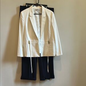 Tahari Cream Blazer with Navy Pants